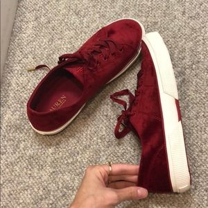 Ralph Lauren Shoes - Ralph Lauren red velvet tennis shoes Ralph Lauren Shoes - Ralph Lauren red velvet tennis shoes